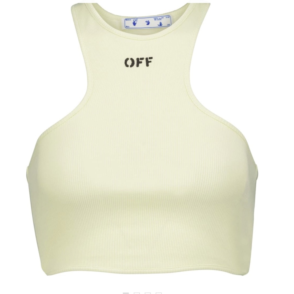 OFF White Logo Stretch Cotton Crop Top
